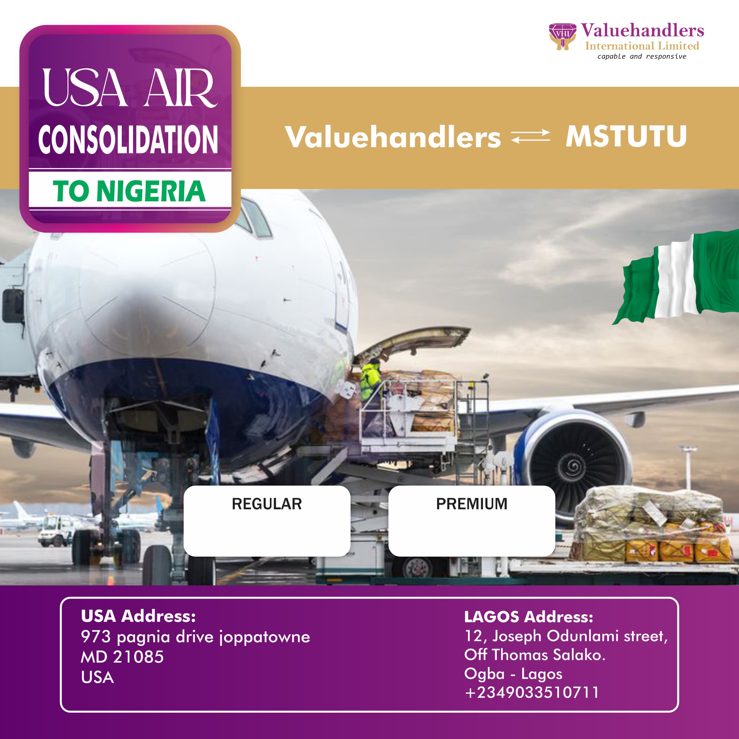 Air Freight Consolidation Maryland to Nigeria 